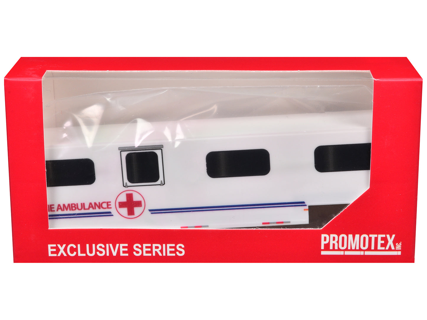Equine Ambulance Trailer White with Blue Stripes 1/87 (HO) Plastic Model by Promotex