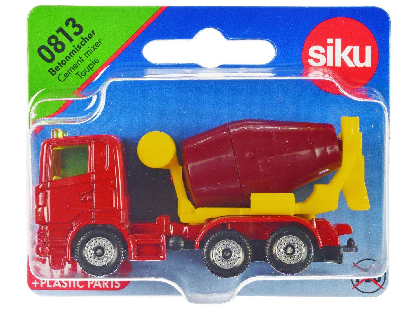 Cement Mixer Red and Yellow Diecast Model by Siku-DiecastModeler.com