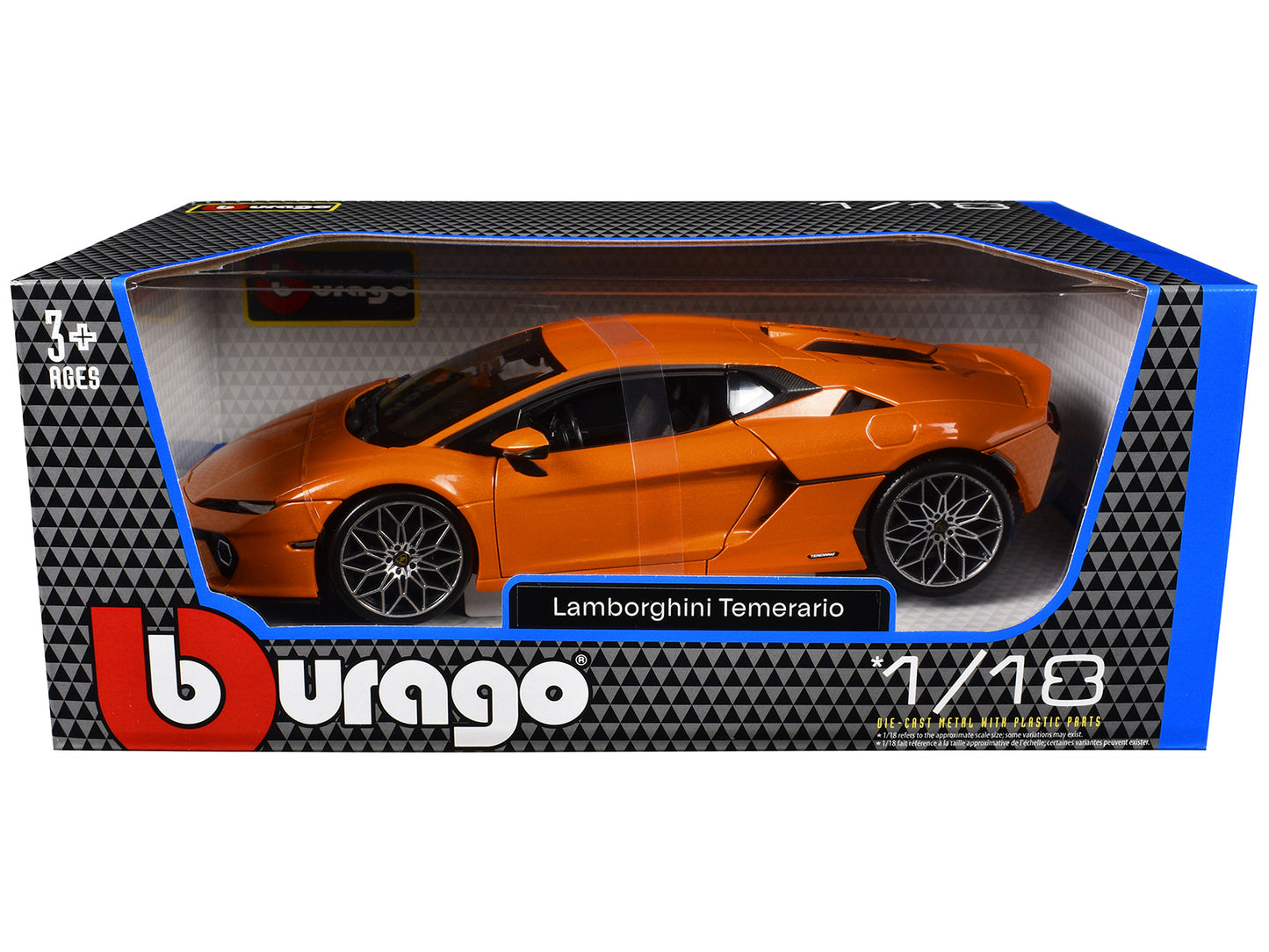 Lamborghini Temerario Orange Metallic 1/18 Diecast Model Car by Bburago-DiecastModeler.com