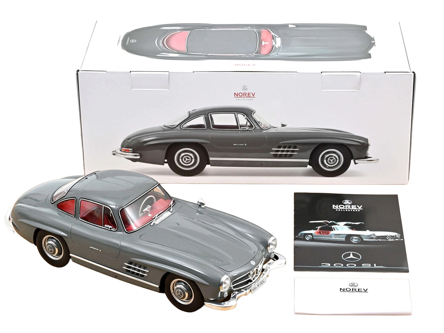 1954 Mercedes-Benz 300 SL Graphite Gray with Red Interior Limited Edition to 500 pieces Worldwide 1/12 Diecast Model Car by Norev