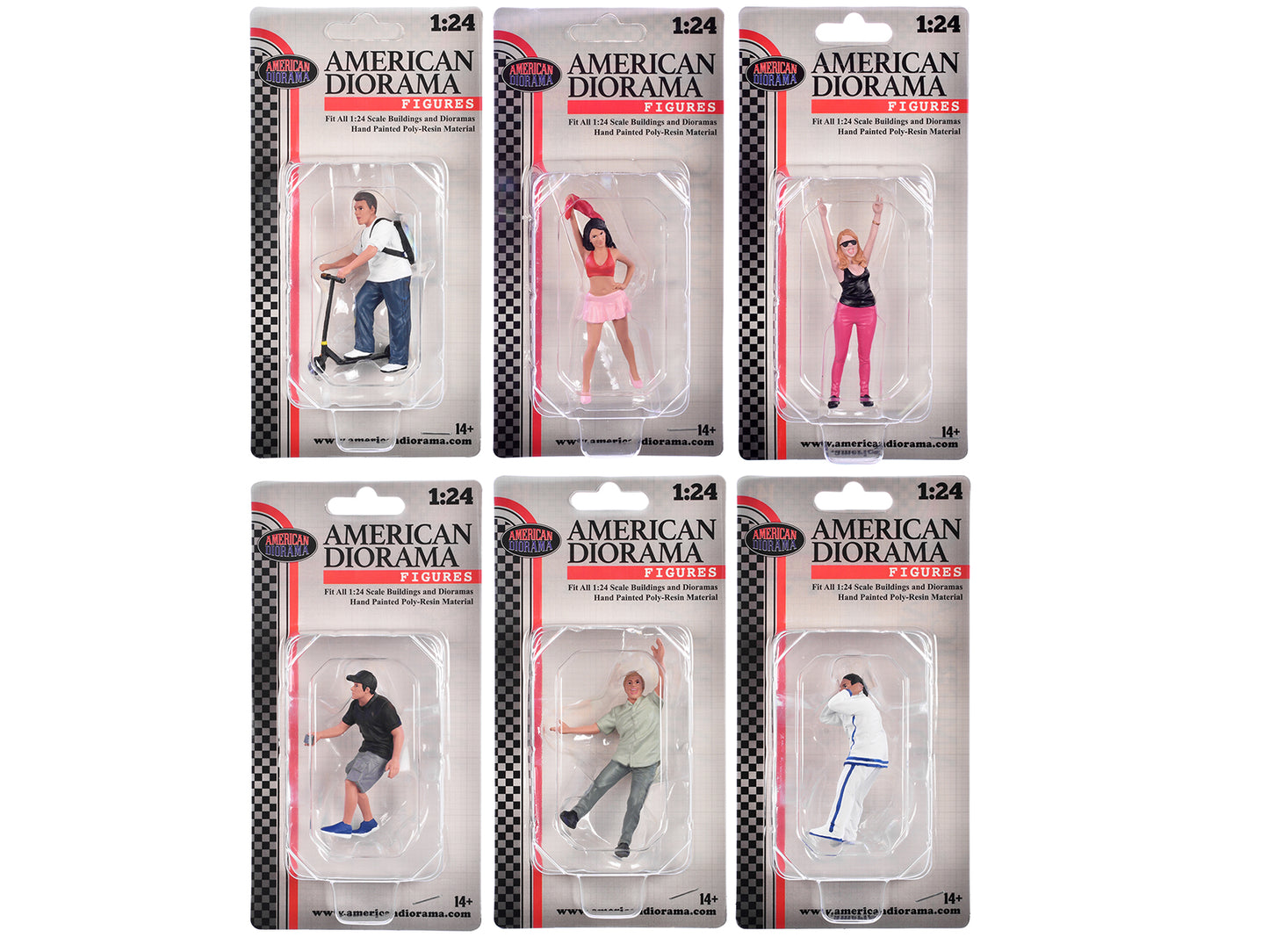 "Figure24 Series 2" 6 piece Figure Set for 1/24 Scale Models by American Diorama-DiecastModeler.com