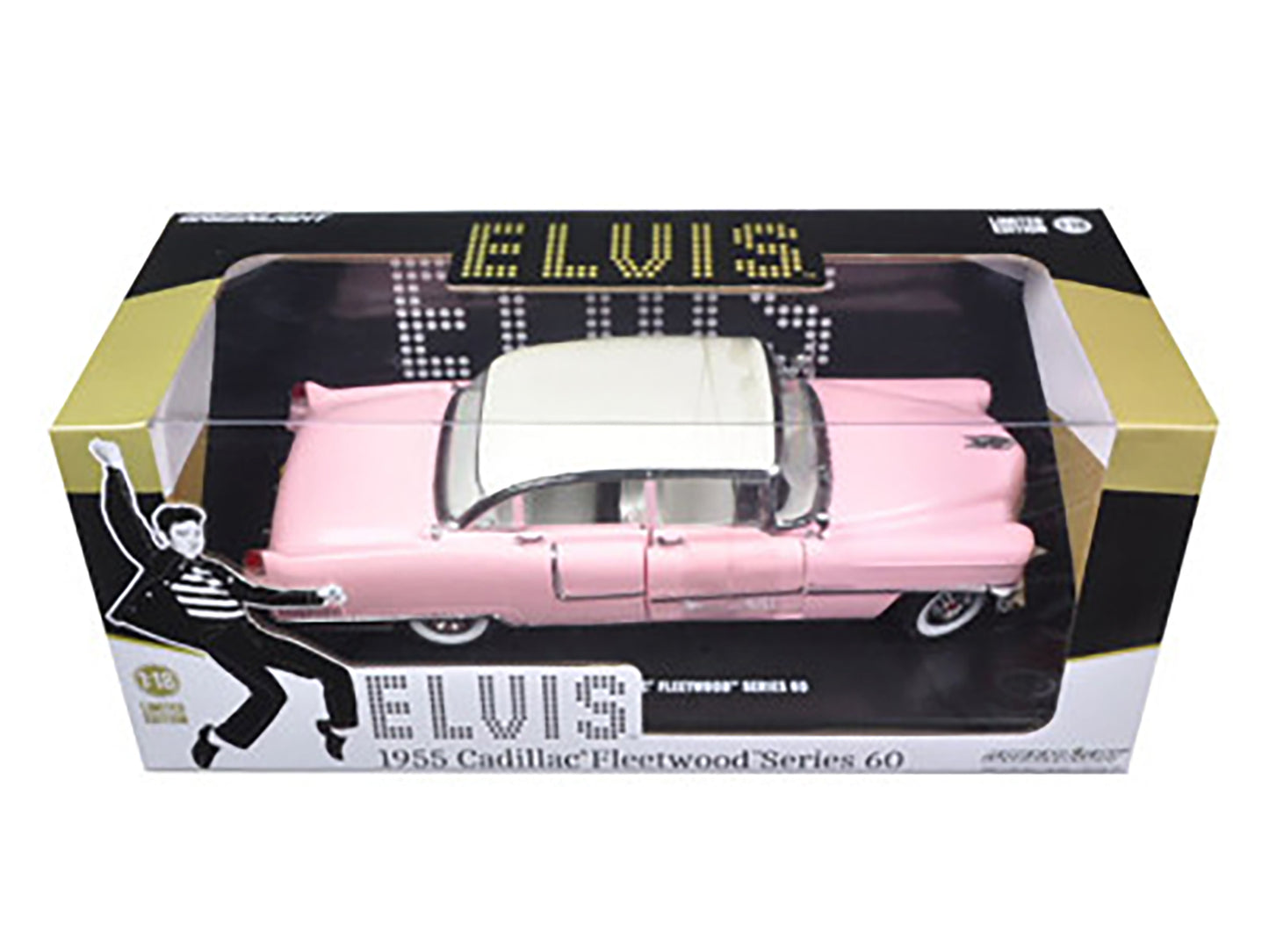 1955 Pink Cadillac Fleetwood Series 60 Special "Elvis Presley" 1/18 Diecast Model Car by Greenlight-DiecastModeler.com