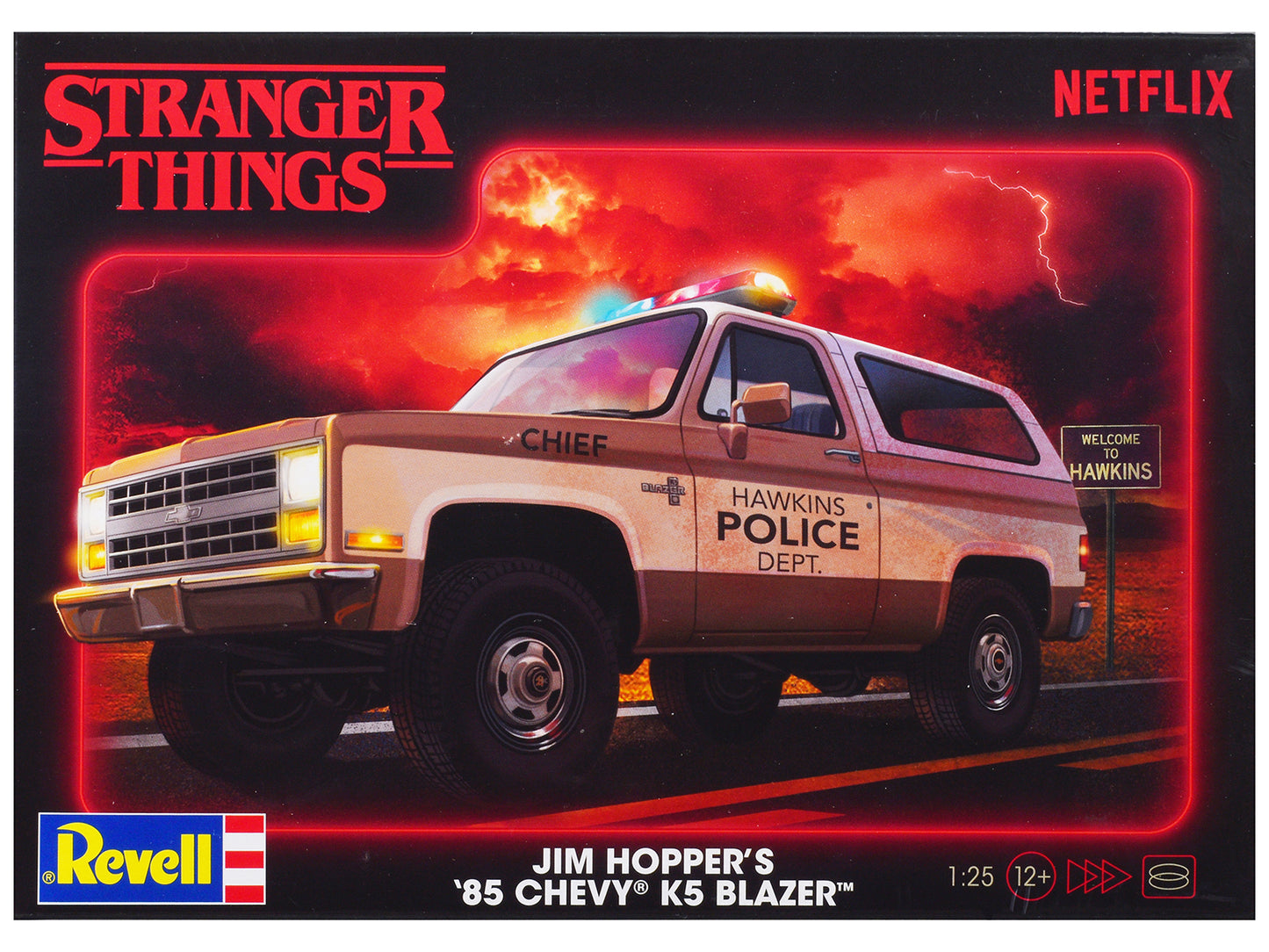 Level 4 Model Kit Jim Hopper's 1985 Chevrolet K5 Blazer "Stranger Things" (2016-Current) TV Series 1/25 Scale Model by Revell-DiecastModeler.com