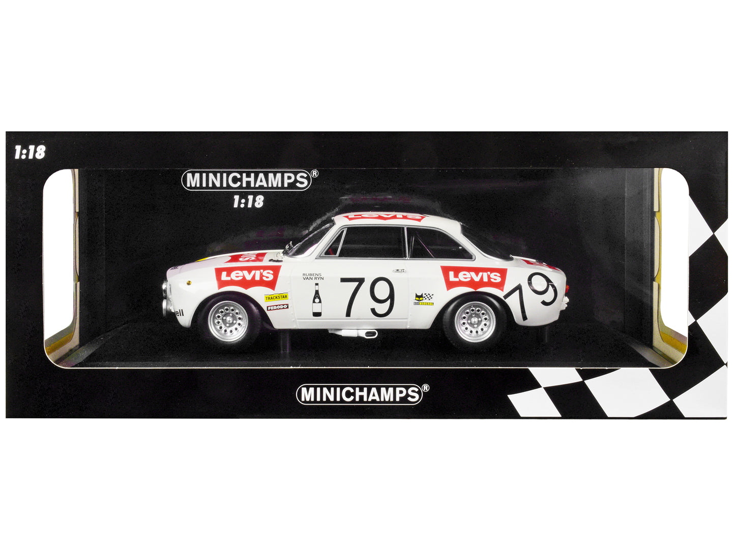 Alfa Romeo 1300 GTA #79 Pierre Rubens - Charles-Axel van Ryn "Levi's" 24 Hours of Spa (1971) Limited Edition to 300 pieces Worldwide 1/18 Diecast Model Car by Minichamps-DiecastModeler.com
