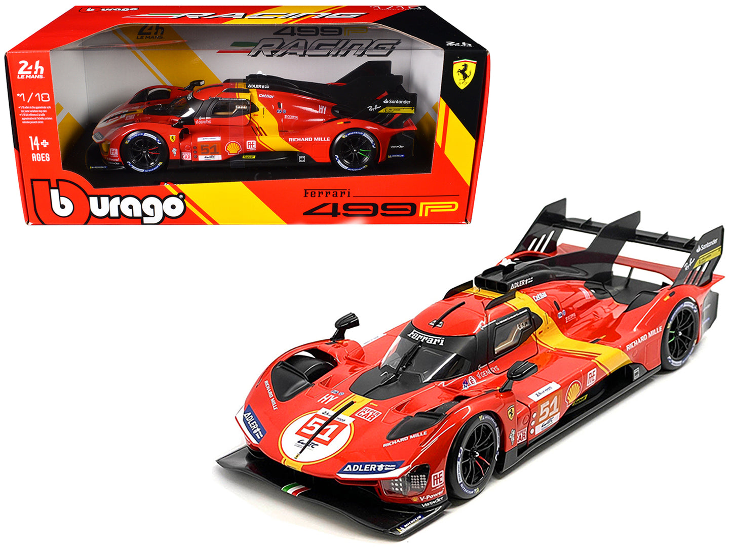 Ferrari 499P #51 James Calado - Antonio Giovinazzi - Alessandro Pier Guidi "Ferrari AF Corse" Winner "24 Hours of Le Mans" (2023) "Racing" Series 1/18 Diecast Model Car by Bburago-DiecastModeler.com