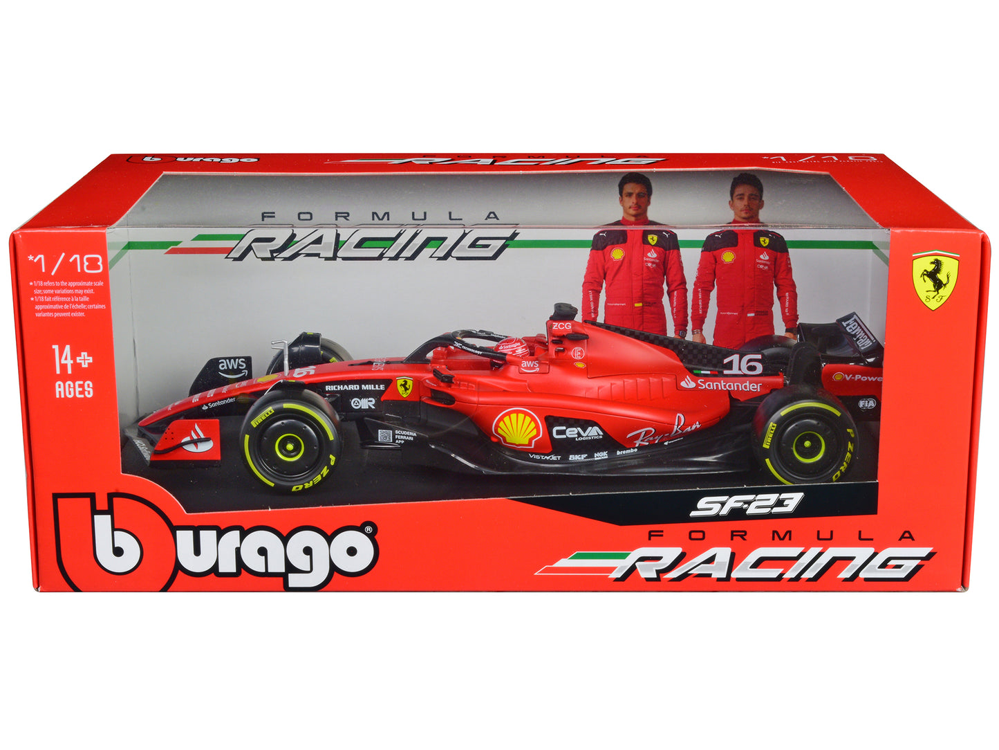 Ferrari SF-23 #16 Charles Leclerc Formula One F1 World Championship (2023) "Formula Racing" Series 1/18 Diecast Model Car by Bburago-DiecastModeler.com
