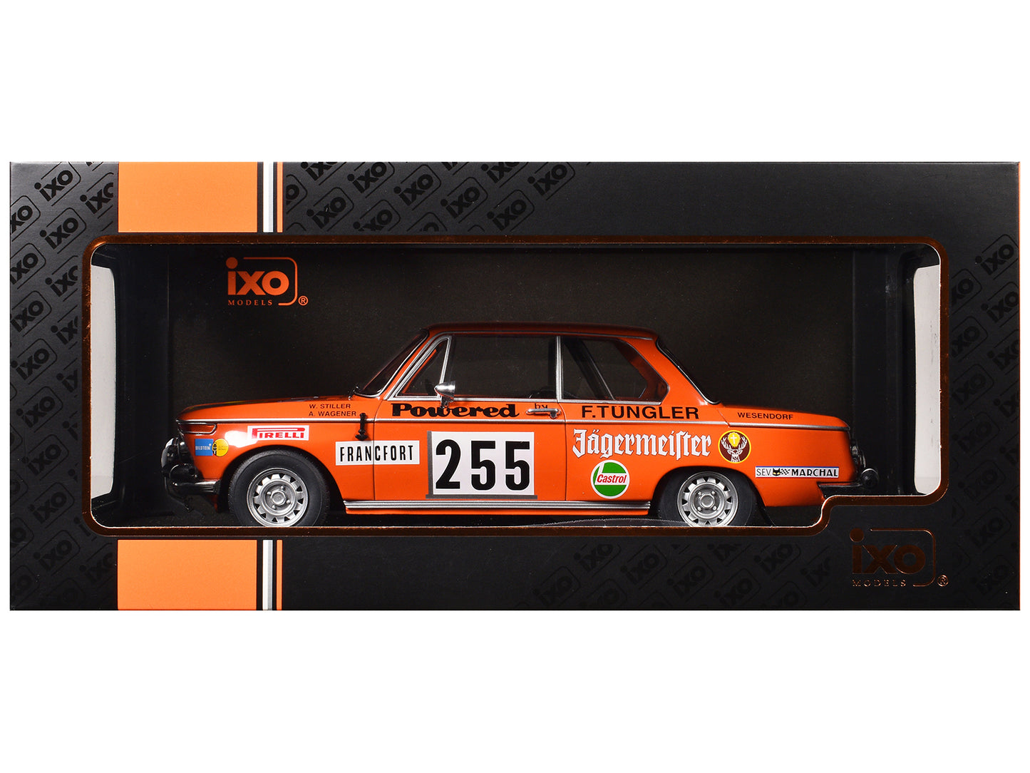 BMW 2002 #255 Wolfgang Stiller - Axel Wagener "Rallye Monte-Carlo" (1973) 1/18 Diecast Model Car by IXO Models-DiecastModeler.com