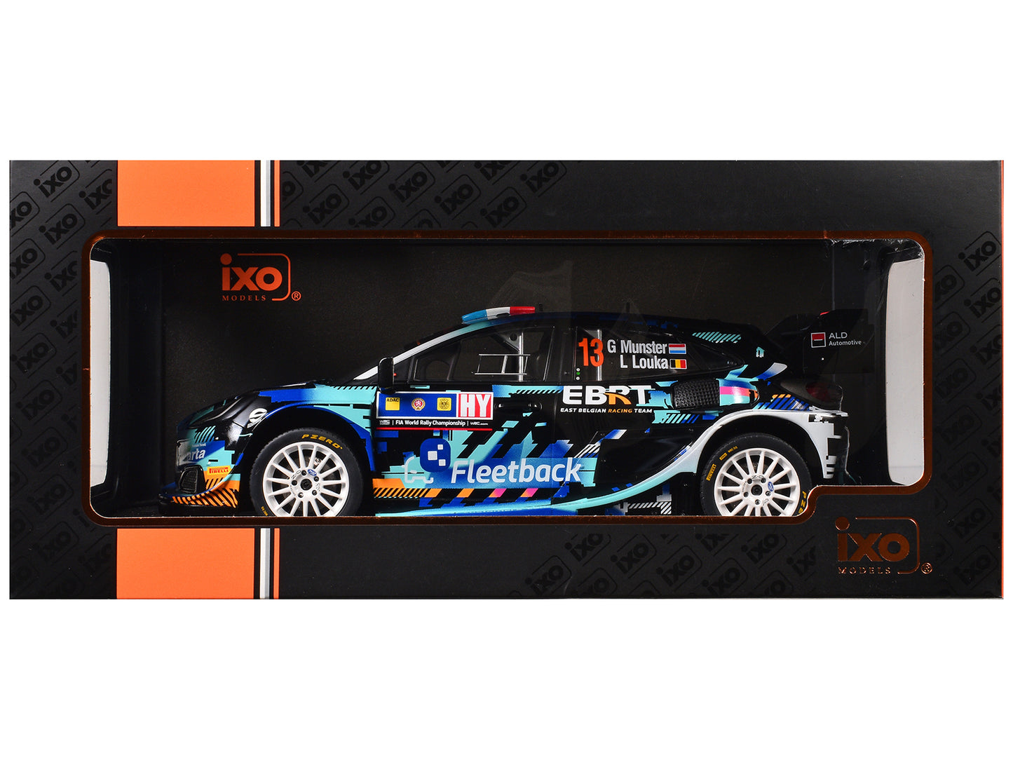 Ford Puma Rally1 #13 Gregoire Munster - Louis Louka "Central European Rally" (2023) 1/18 Diecast Model Car by IXO Models-DiecastModeler.com