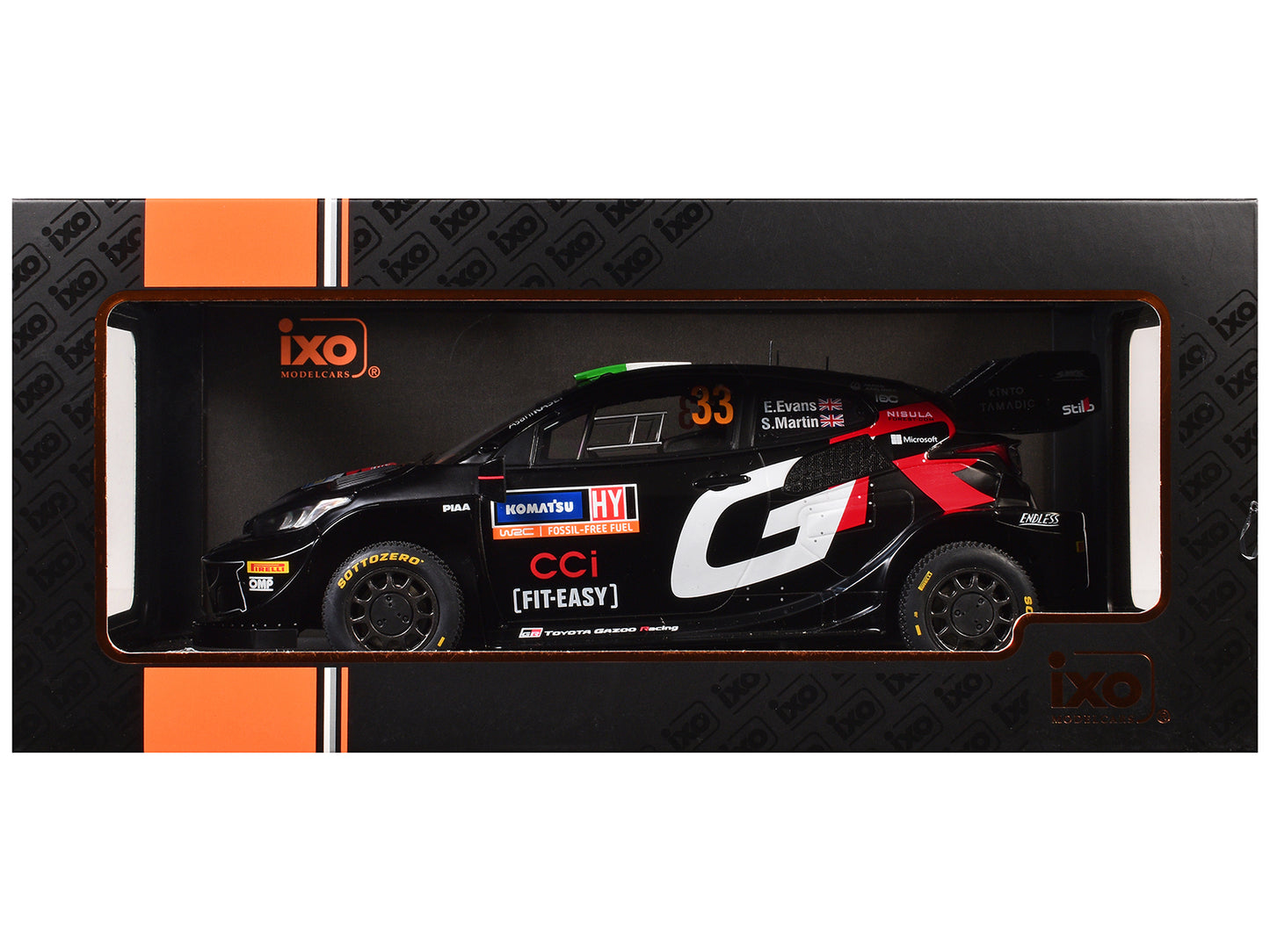 Toyota GR Yaris Rally1 Hybrid #33 Elfyn Evans - Scott Martin 2nd Place "Rally Sweden" (2024) 1/18 Diecast Model Car by IXO Models