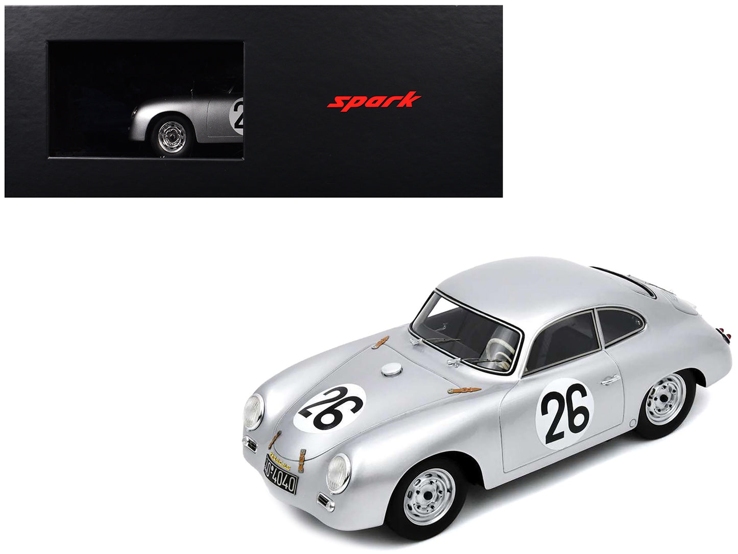 Porsche 356 #26 Max Nathan - Helmut 'Helm' Glockler "Porsche KG" "24 Hours of Le Mans" (1956) with Acrylic Display Case 1/18 Model Car by Spark-DiecastModeler.com