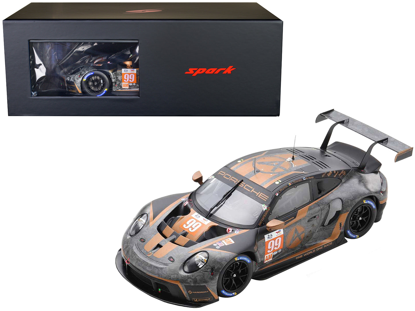 Porsche 911 RSR-19 #99 Andrew Haryanto - Alessio Picariello - Martin Rump "Hardpoint Motorsport" GTE Am "24 Hours of Le Mans" (2022) with Acrylic Display Case 1/18 Model Car by Spark-DiecastModeler.com