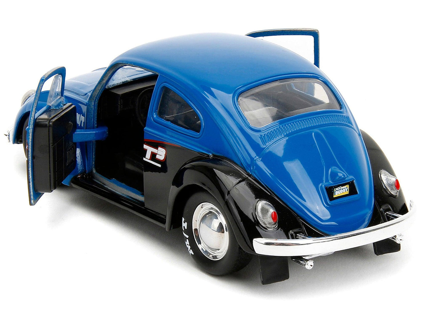 1959 Volkswagen Beetle "Spirit3 Racing" Blue and Black and Boxing Gloves Accessory "Punch Buggy" Series 1/32 Diecast Model Car by Jada-DiecastModeler.com