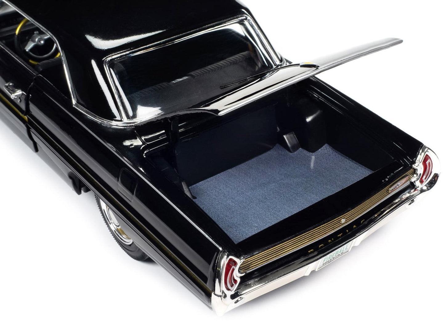 1962 Pontiac Grand Prix "Fireball Roberts Edition" Starlight Black with Gold Stripes 1/18 Diecast Model Car by Auto World-DiecastModeler.com