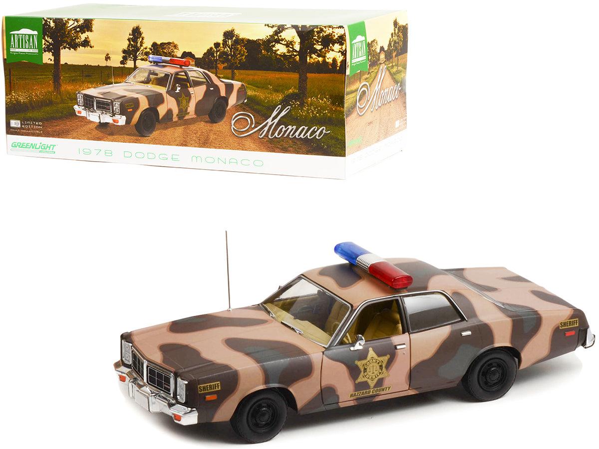 1978 Dodge Monaco Brown Camouflage "Hazzard County Sheriff" 1/18 Diecast Model Car by Greenlight-DiecastModeler.com