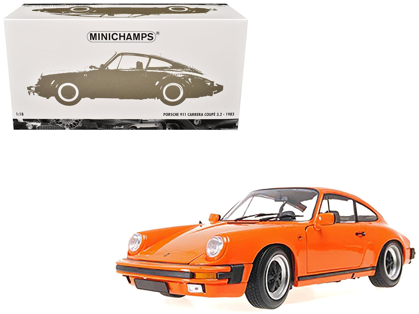 1983 Porsche 911 Carrera Coupe 3.2 Orange 1/18 Diecast Model Car by Minichamps-DiecastModeler.com