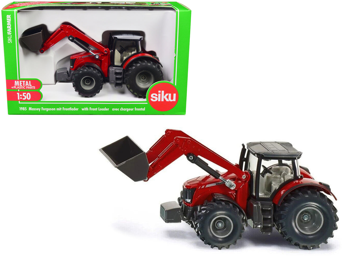 Massey Ferguson 8690 Tractor with Front Loader Red 1/50 Diecast Model by Siku-DiecastModeler.com