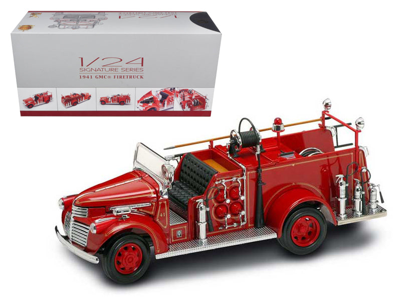 1941 GMC Fire Engine Red with Accessories 1/24 Diecast Model Car by Road Signature-DiecastModeler.com