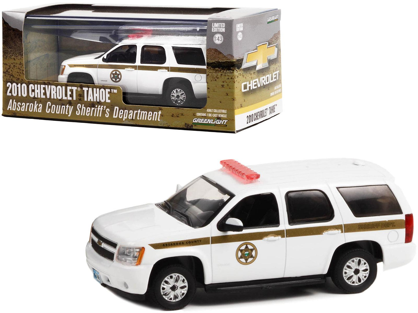 2010 Chevrolet Tahoe White with Gold Stripes "Absaroka County Sheriff's Department" 1/43 Diecast Model Car by Greenlight-DiecastModeler.com