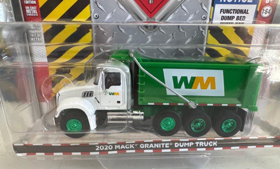 2020 Mack Granite Dump Truck - Waste Management Edition in 1:64 Scale (GREEN)-DiecastModeler.com