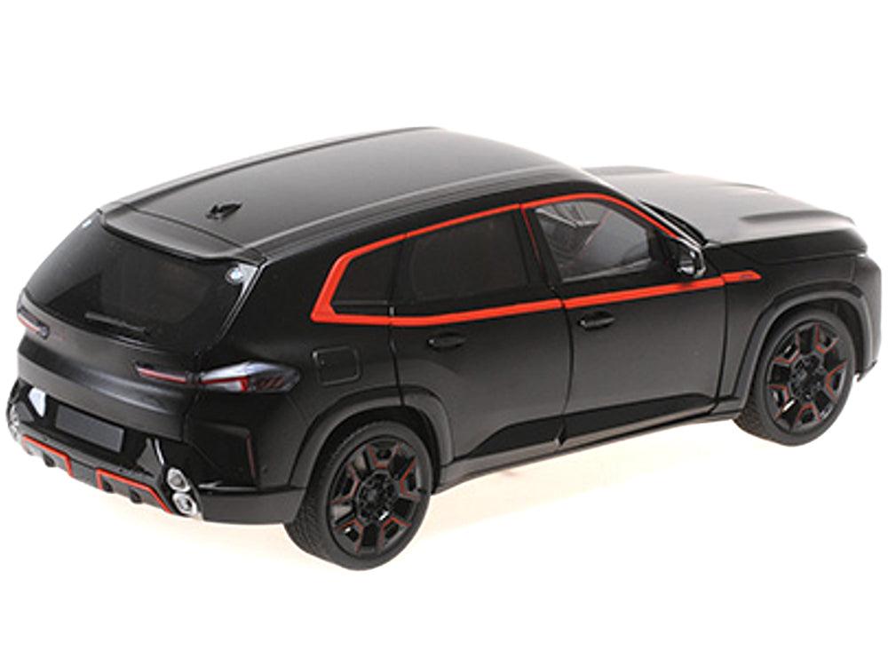 2023 BMW XM Matt Black with Red Stripes 1/18 Diecast Model Car by Minichamps-DiecastModeler.com