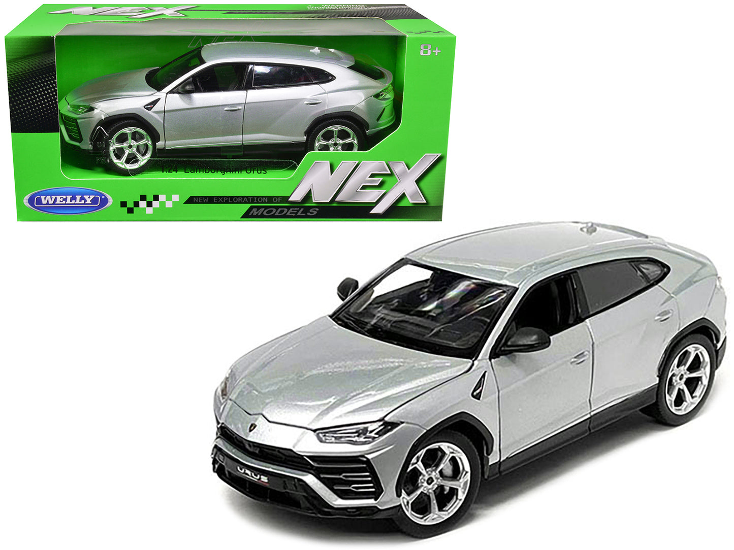 Lamborghini Urus Gray Metallic "NEX Models" 1/24 Diecast Model Car by Welly-DiecastModeler.com
