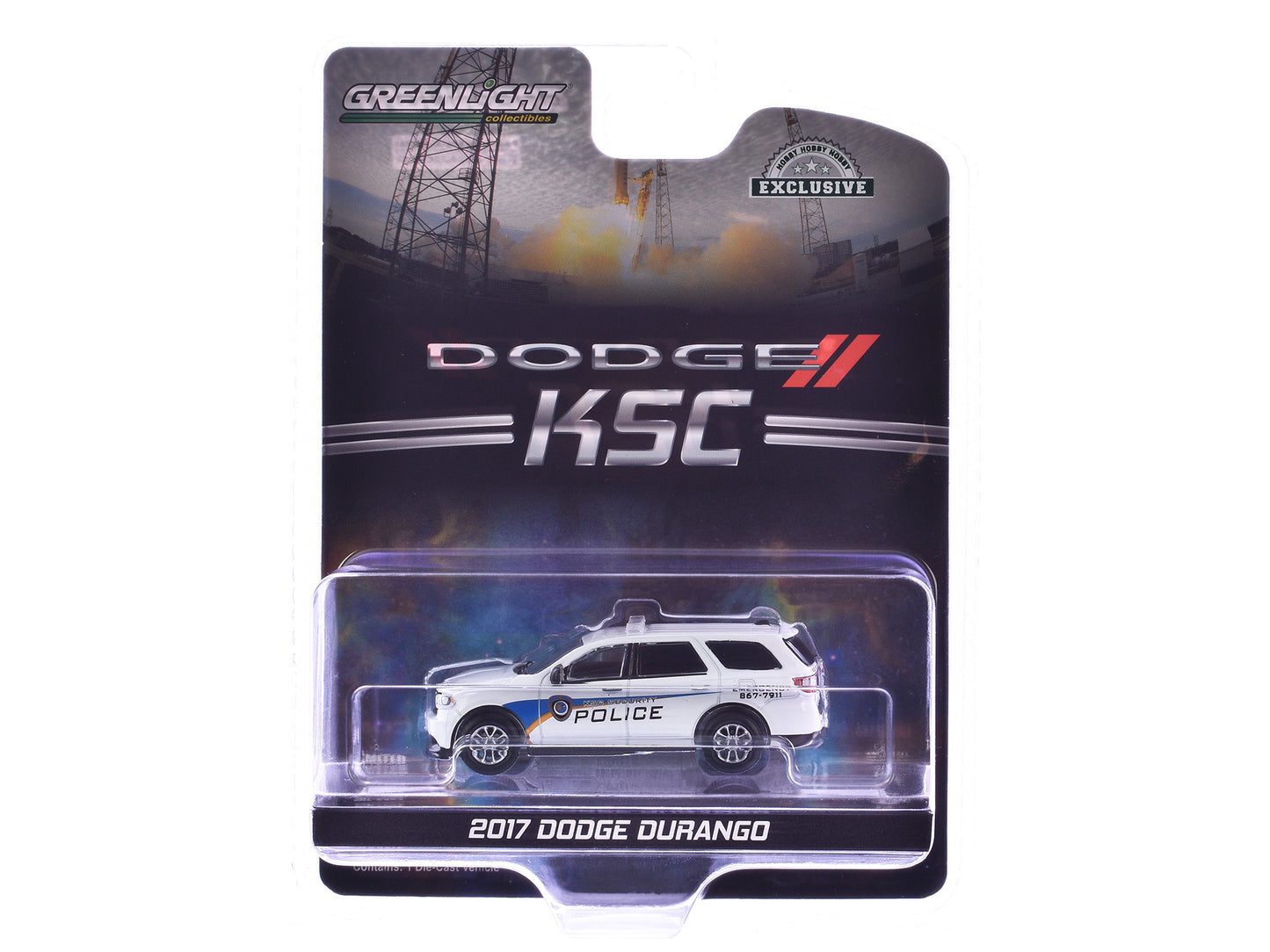 2017 Dodge Durango "Kennedy Space Center (KSC) Security Police Traffic Enforcement" White with Graphics "Hobby Exclusive" Series 1/64 Diecast Model Car by Greenlight