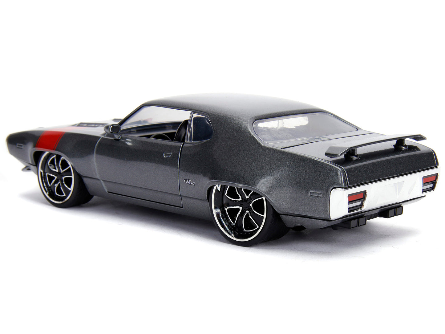 1972 Plymouth GTX 440 Metallic Gray with Red Stripe "Bigtime Muscle" 1/24 Diecast Model Car by Jada-DiecastModeler.com