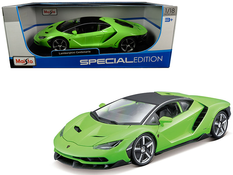 Lamborghini Centenario Lime Green with Matt Black Top 1/18 Diecast Model Car by Maisto-DiecastModeler.com