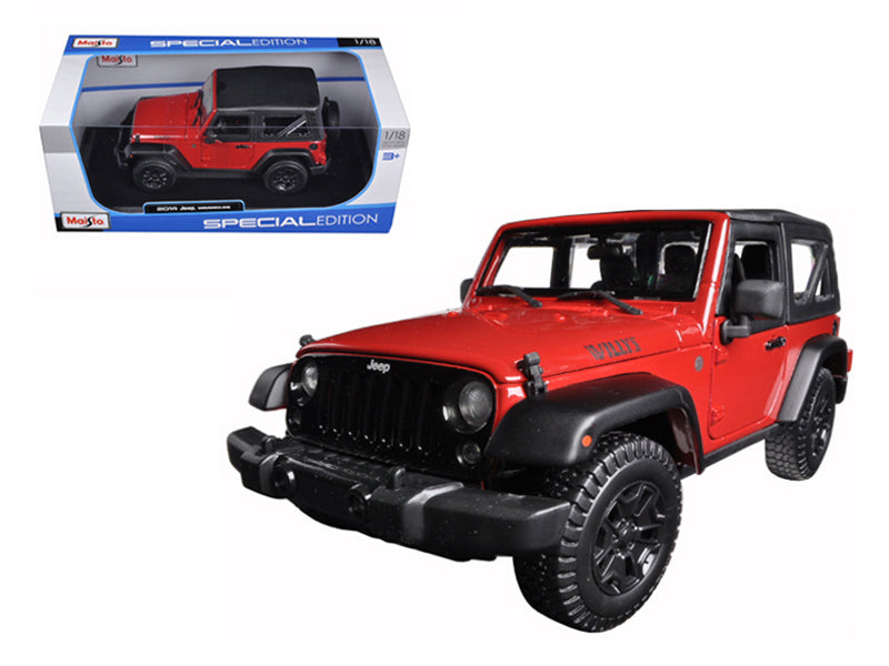 2014 Jeep Wrangler Willys Red 1/18 Diecast Model Car by Maisto-DiecastModeler.com