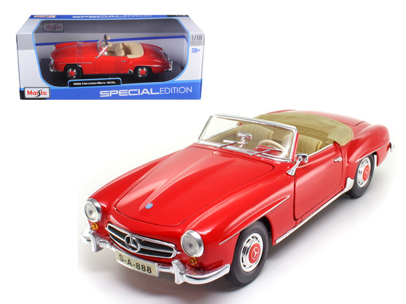 1955 Mercedes Benz 190 SL Red 1/18 Diecast Model Car by Maisto-DiecastModeler.com