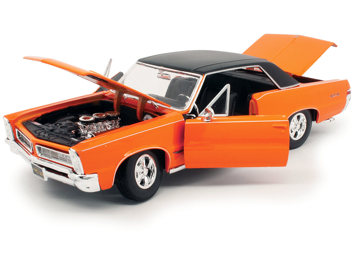 1965 Pontiac GTO Hurst Orange with Black Top and White Stripes "Special Edition" 1/18 Diecast Model Car by Maisto-DiecastModeler.com