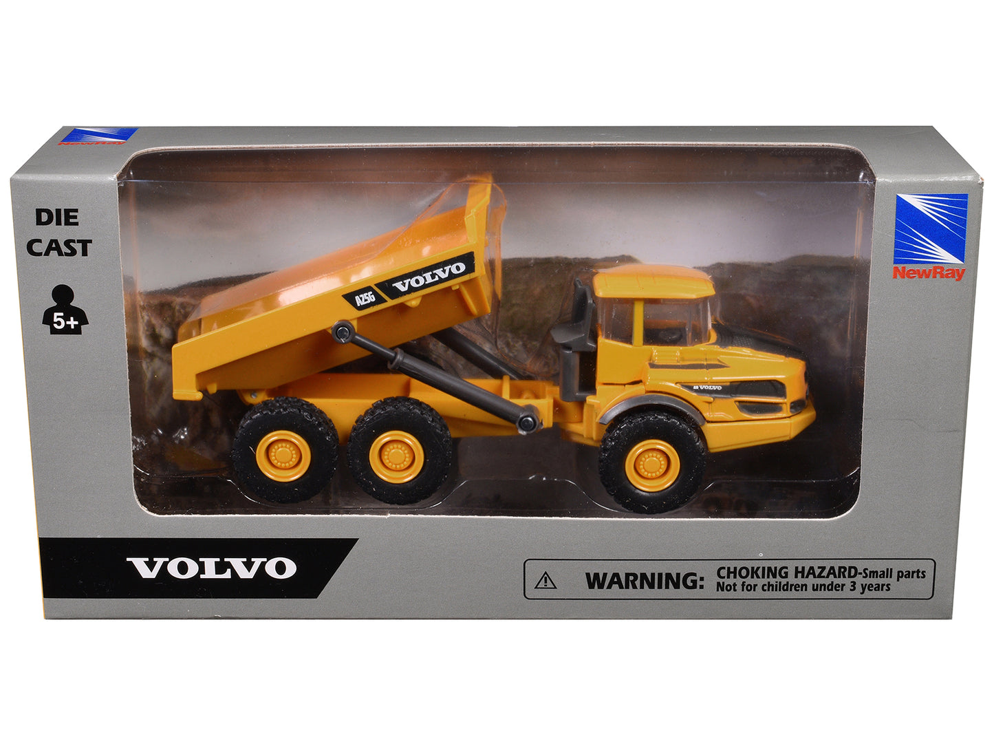 Volvo A25G Dump Truck Yellow Diecast Model by New Ray-DiecastModeler.com