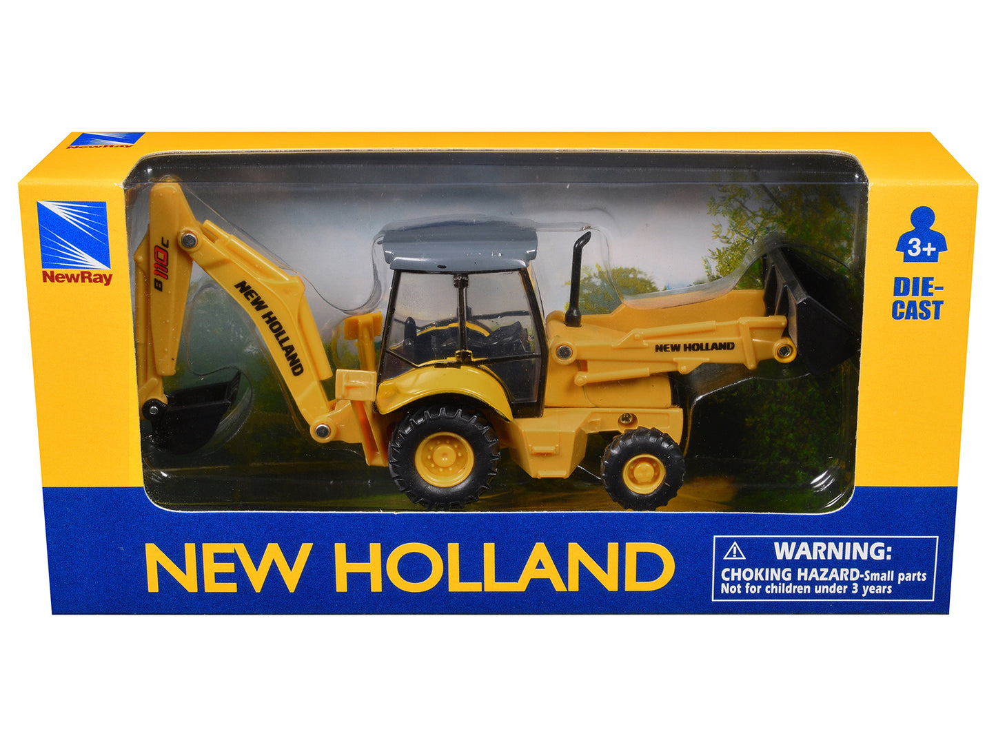 New Holland B110C Backhoe Loader Yellow Diecast Model by New Ray
