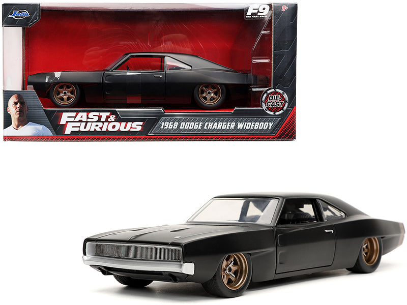 Dom's 1968 Dodge Charger Widebody Matt Black "Fast & Furious 9 F9" (2021) Movie 1/24 Diecast Model Car by Jada-DiecastModeler.com