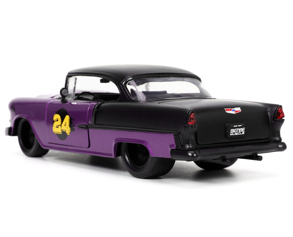 1955 Chevrolet Bel Air #24 Purple Metallic and Matt Black "Bigtime Muscle" Series 1/24 Diecast Model Car by Jada-DiecastModeler.com