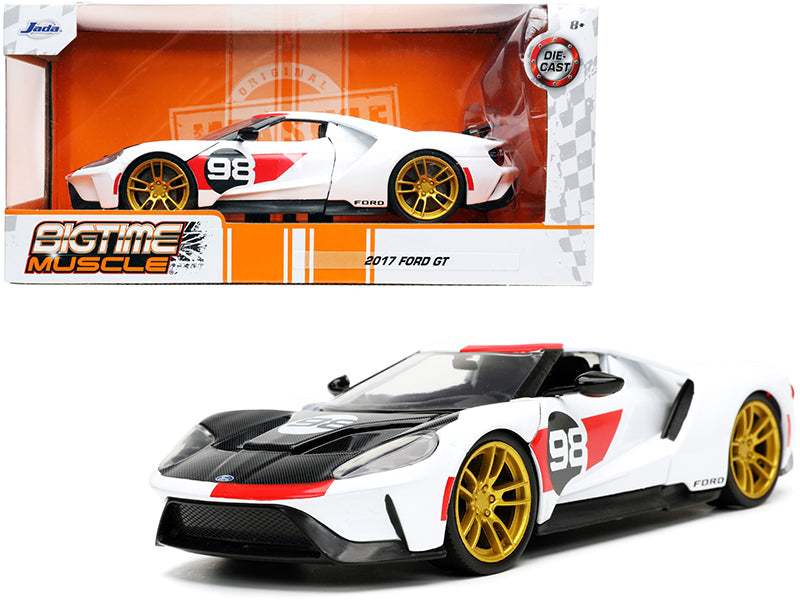 2021 Ford Gt #98 White "Heritage Edition" "Bigtime Muscle" Series 1/24 Diecast Model Car by Jada-DiecastModeler.com