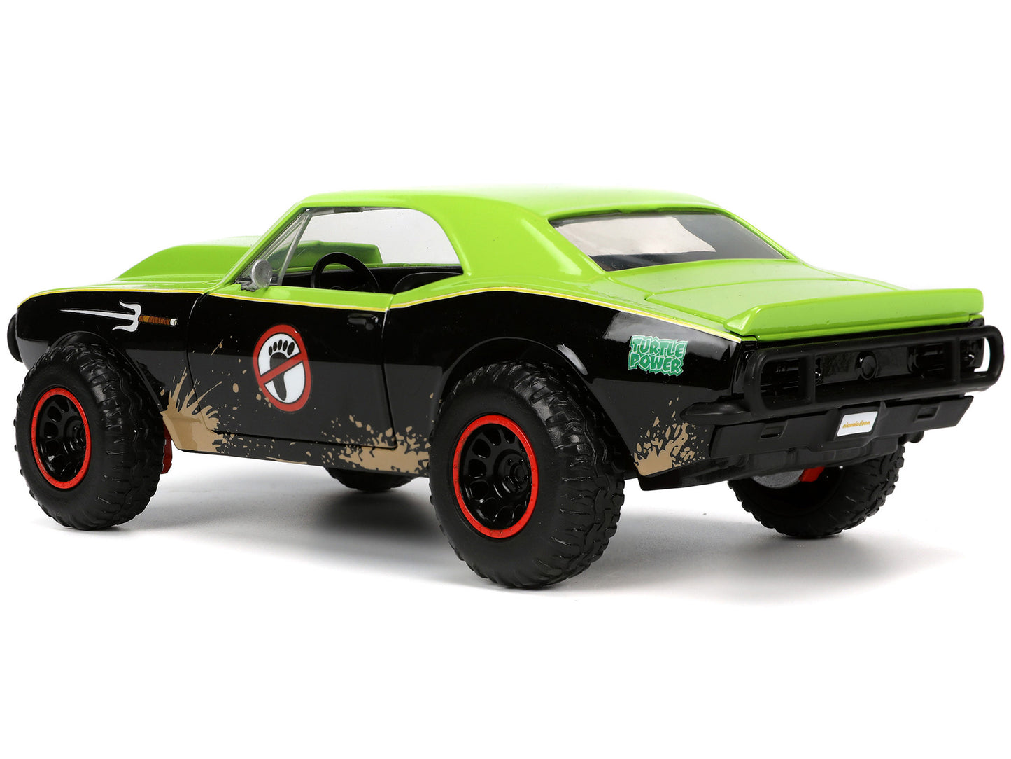 1967 Chevrolet Camaro Offroad Bright Green and Matt Black (Dirty Version) and Raphael Diecast Figure "Teenage Mutant Ninja Turtles" "Hollywood Rides" Series 1/24 Diecast Model Car by Jada-DiecastModeler.com