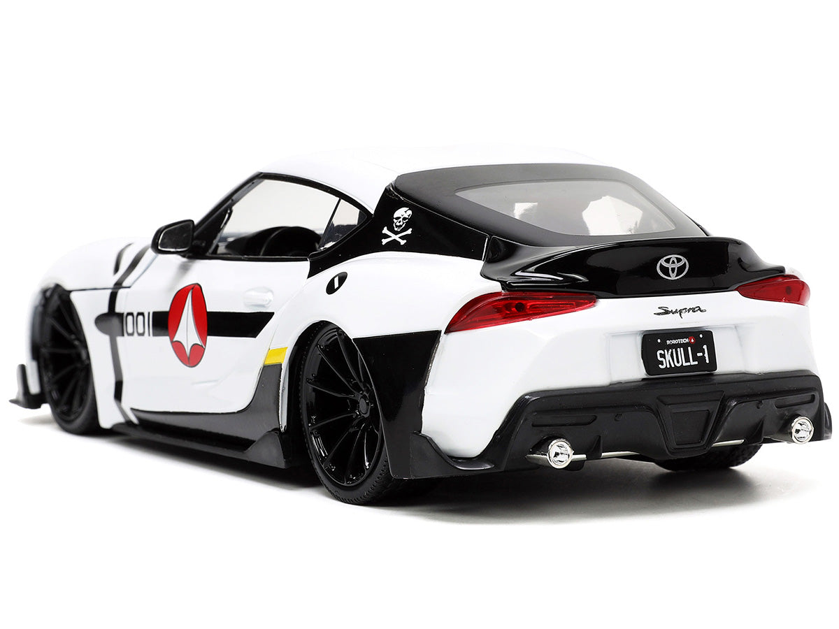 2020 Toyota Supra White and Roy Focker Diecast Figurine "Robotech" "Hollywood Rides" Series 1/24 Diecast Model Car by Jada-DiecastModeler.com
