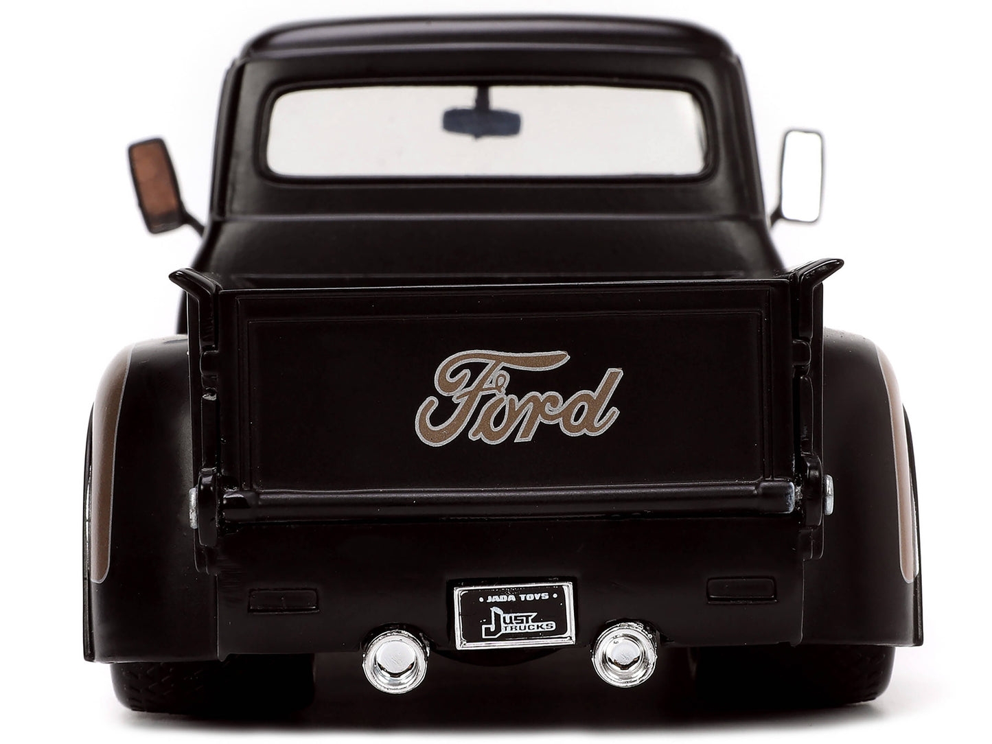 1956 Ford F-100 Pickup Truck Matt Black and Champagne with Flames with Extra Wheels "Just Trucks" Series 1/24 Diecast Model Car by Jada-DiecastModeler.com