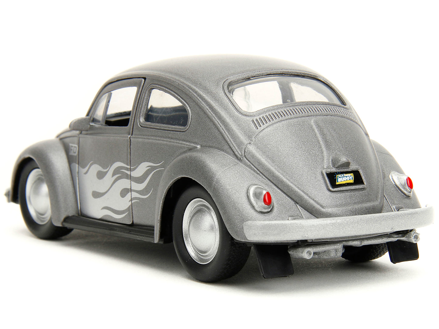 1959 Volkswagen Beetle Gray Metallic with Silver Flames and Boxing Gloves Accessory "Punch Buggy" Series 1/32 Diecast Model Car by Jada-DiecastModeler.com