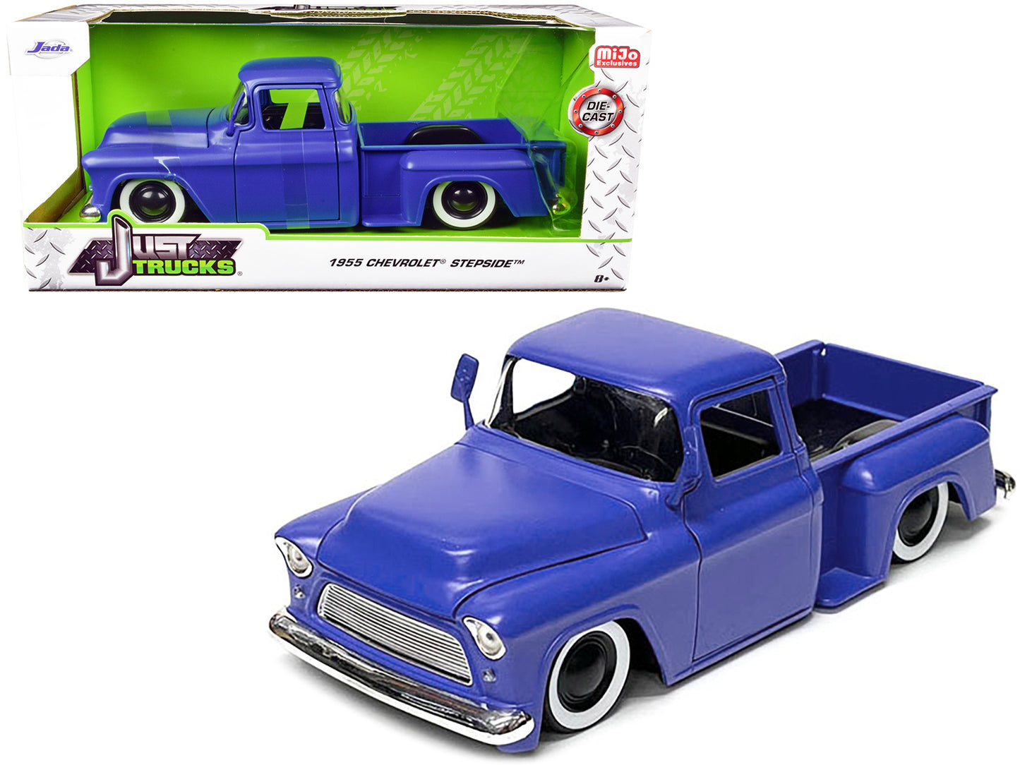 1955 Chevrolet Stepside Pickup Truck Matt Blue "Just Trucks" Series 1/24 Diecast Model Car by Jada-DiecastModeler.com