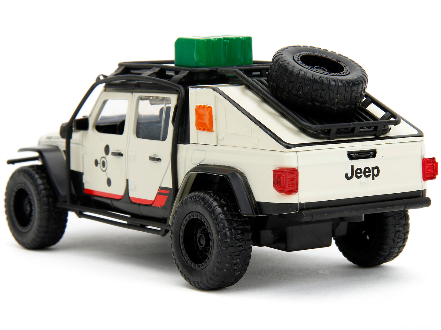 Jeep Gladiator Pickup Truck with Equipment Shell Beige with Graphics "Biosyn Genetics" "Jurassic World Dominion" (2022) Movie "Hollywood Rides" Series 1/32 Diecast Model Car by Jada-DiecastModeler.com