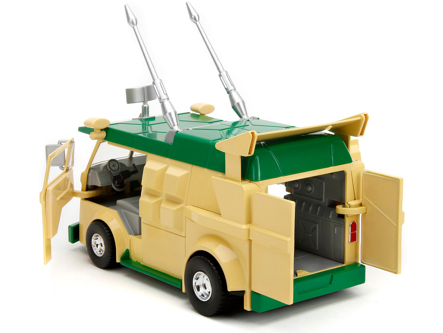 Party Wagon Green and Beige and Donatello Diecast Figure "Teenage Mutant Ninja Turtles" "Hollywood Rides" Series Diecast Model by Jada-DiecastModeler.com