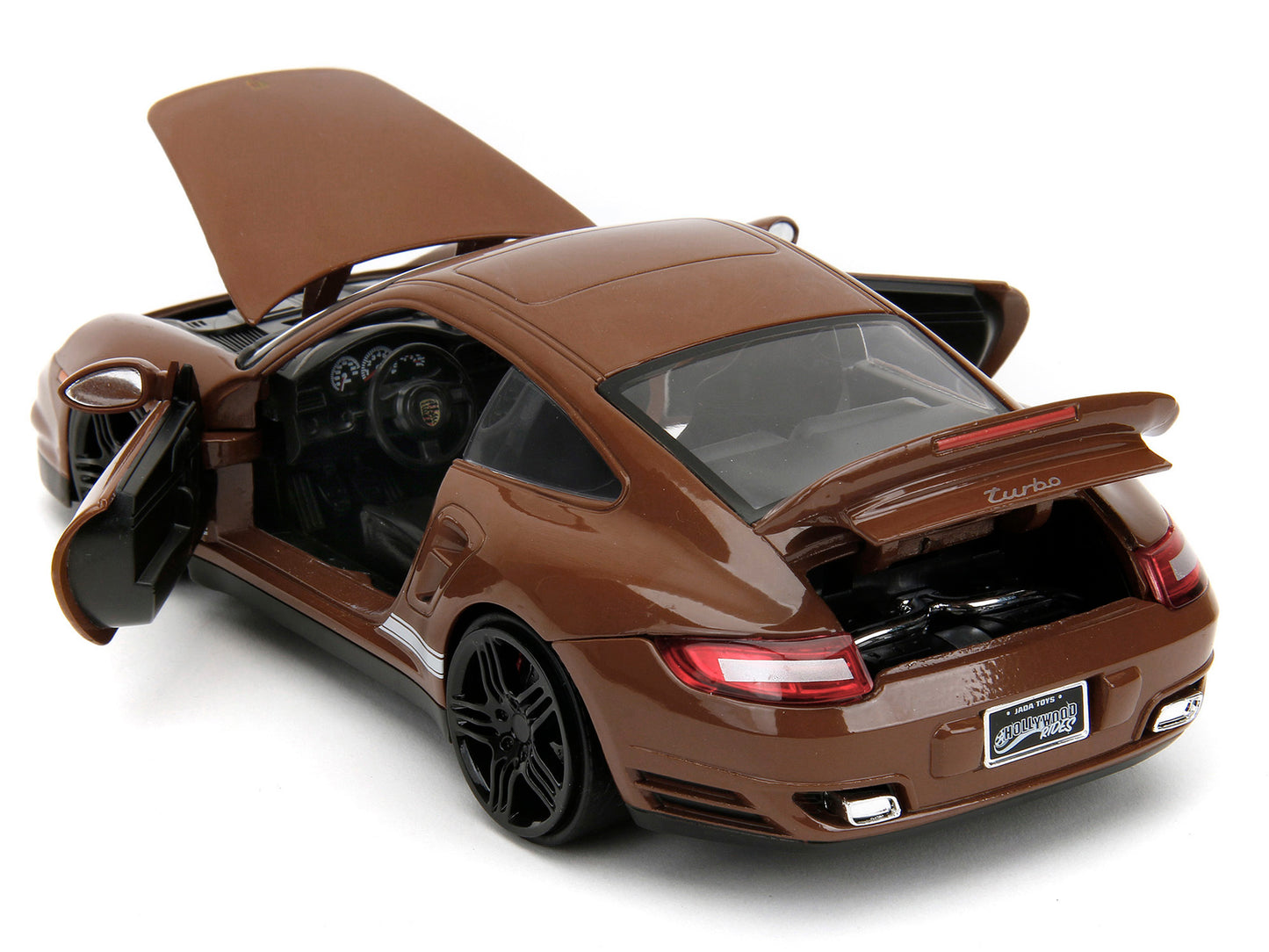 Porsche 911 Turbo Brown and Brown M&M Diecast Figure "M&M's" "Hollywood Rides" Series 1/24 Diecast Model Car by Jada-DiecastModeler.com