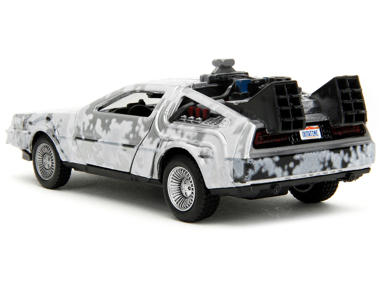 DMC DeLorean Time Machine Brushed Metal (Frost Version) "Back to the Future" (1985) Movie "Hollywood Rides" Series 1/32 Diecast Model Car by Jada-DiecastModeler.com