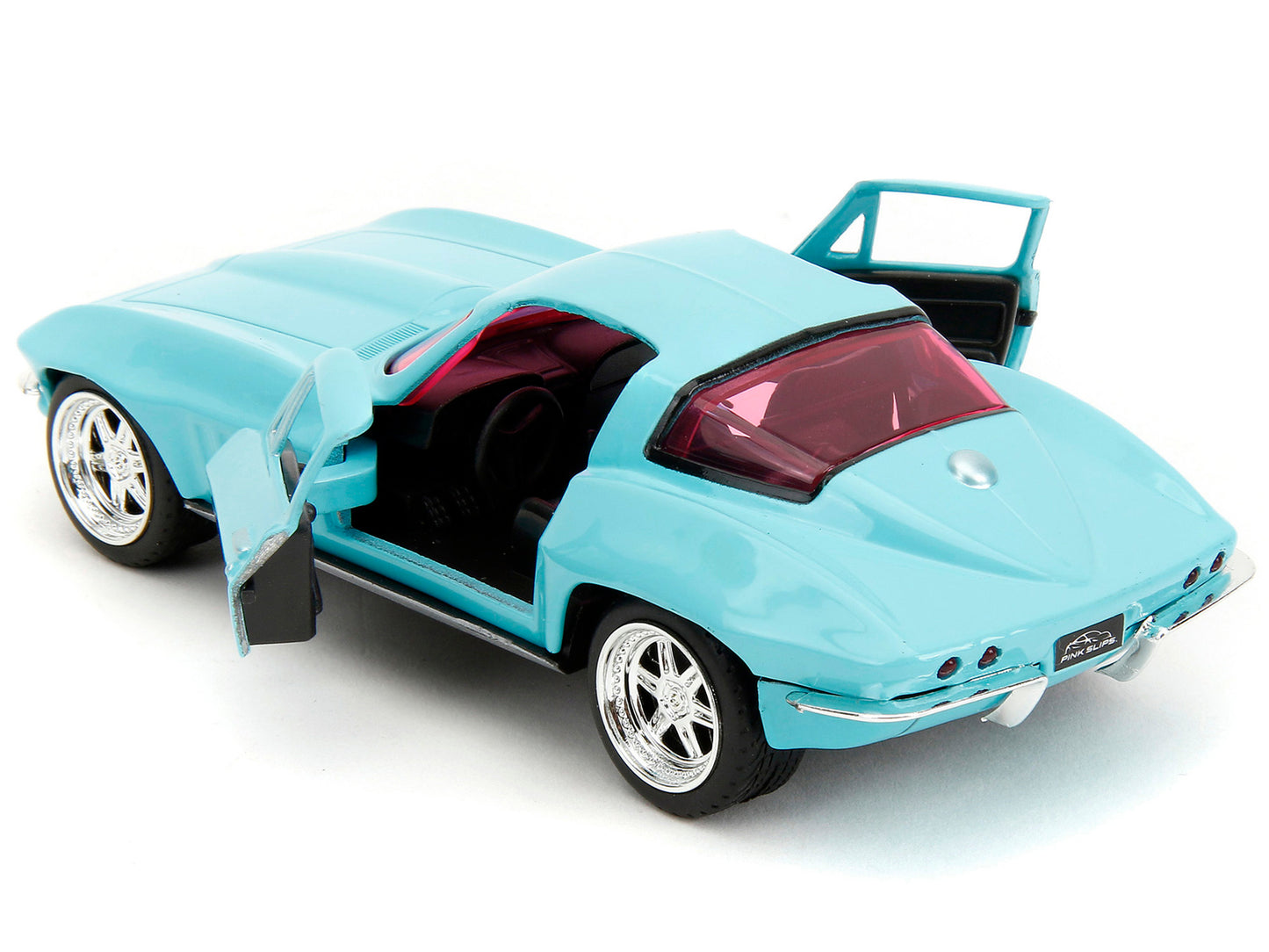 1966 Chevrolet Corvette Light Blue with Pink Tinted Windows "Pink Slips" Series 1/32 Diecast Model Car by Jada-DiecastModeler.com