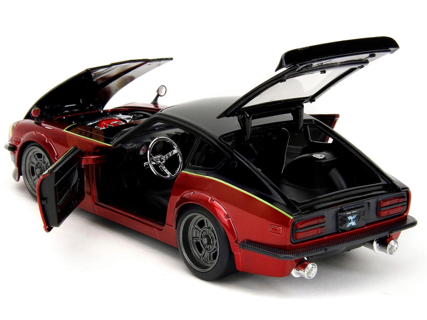 1972 Datsun 240Z Black and Red Metallic with Graphics "Fast X" (2023) Movie "Fast & Furious" Series 1/24 Diecast Model Car by Jada-DiecastModeler.com