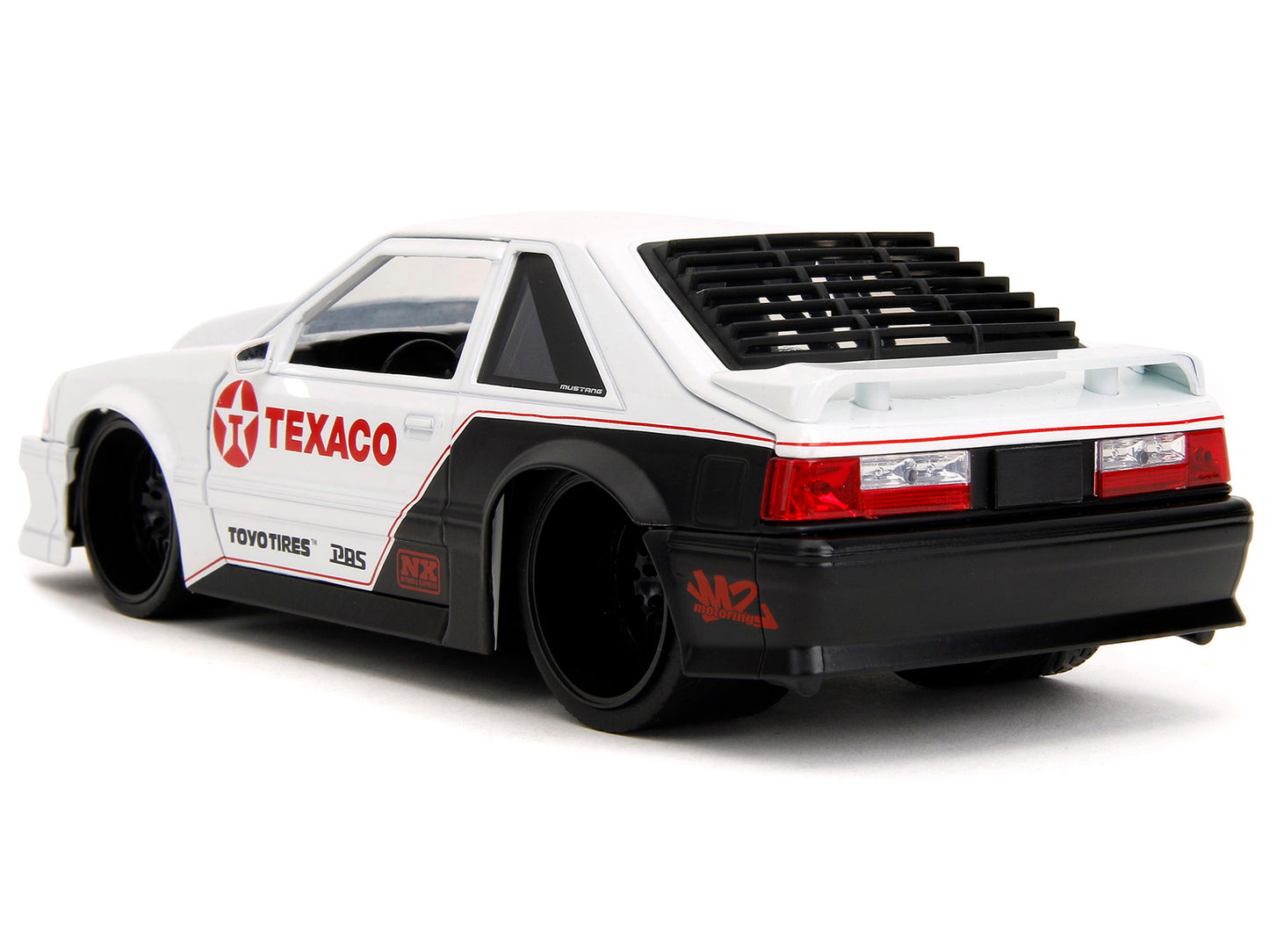 1989 Ford Mustang GT "Texaco" White and Matt Black with Graphics "Bigtime Muscle" Series 1/24 Diecast Model Car by Jada-DiecastModeler.com