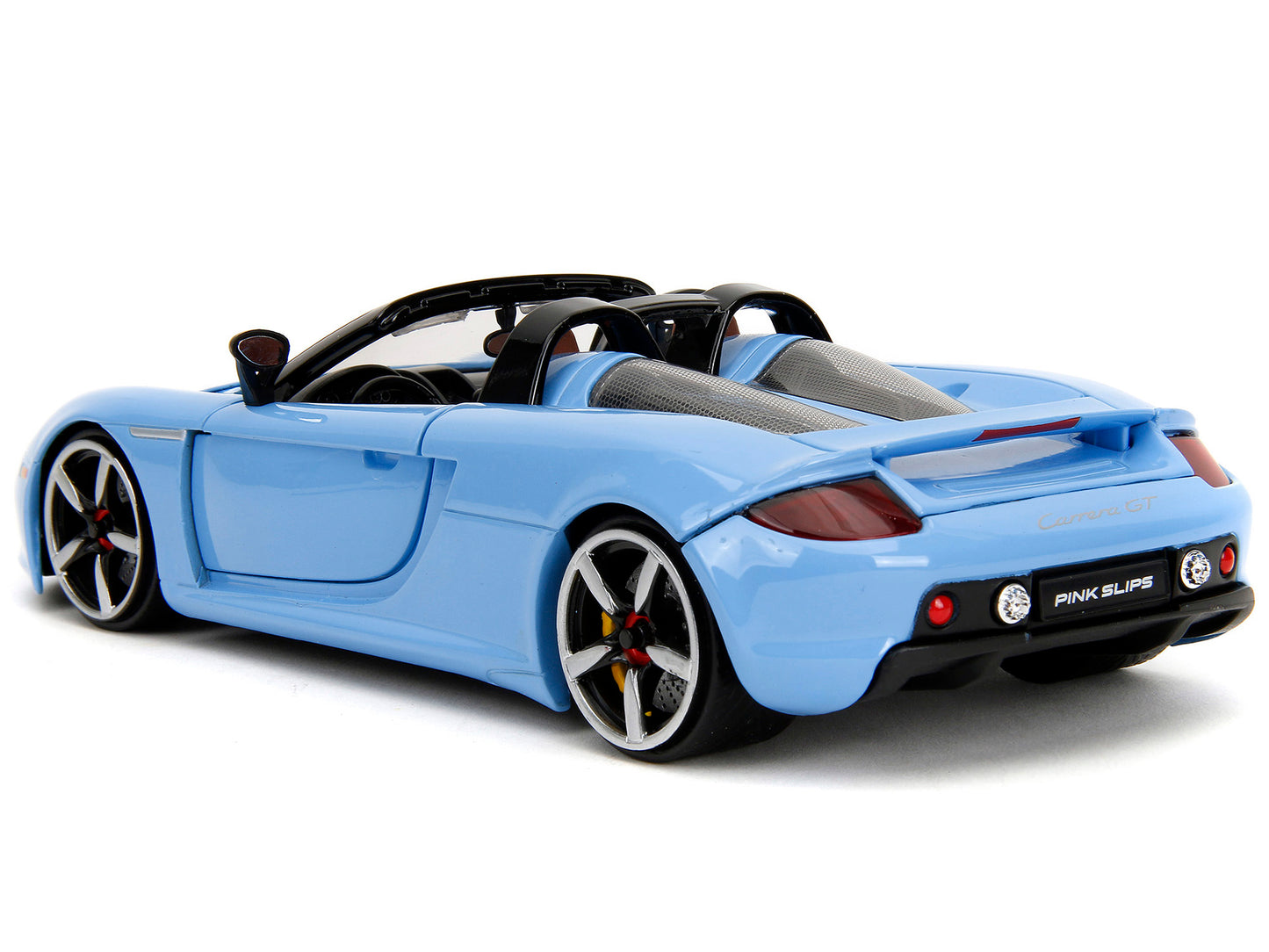Porsche Carrera GT Convertible Blue with Black Stripes "Pink Slips" Series 1/24 Diecast Model Car by Jada-DiecastModeler.com