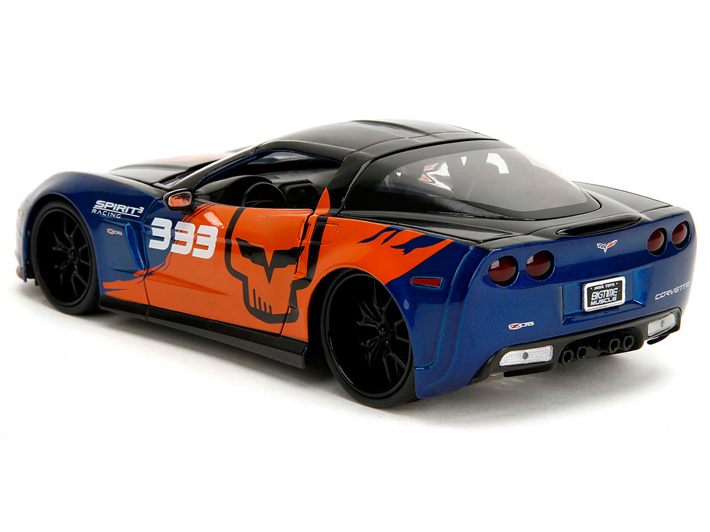 2006 Chevrolet Corvette Z06 #333 "Spirit Racing" Blue Metallic and Orange with Black Hood and Top "Bigtime Muscle" Series 1/24 Diecast Model Car by Jada-DiecastModeler.com